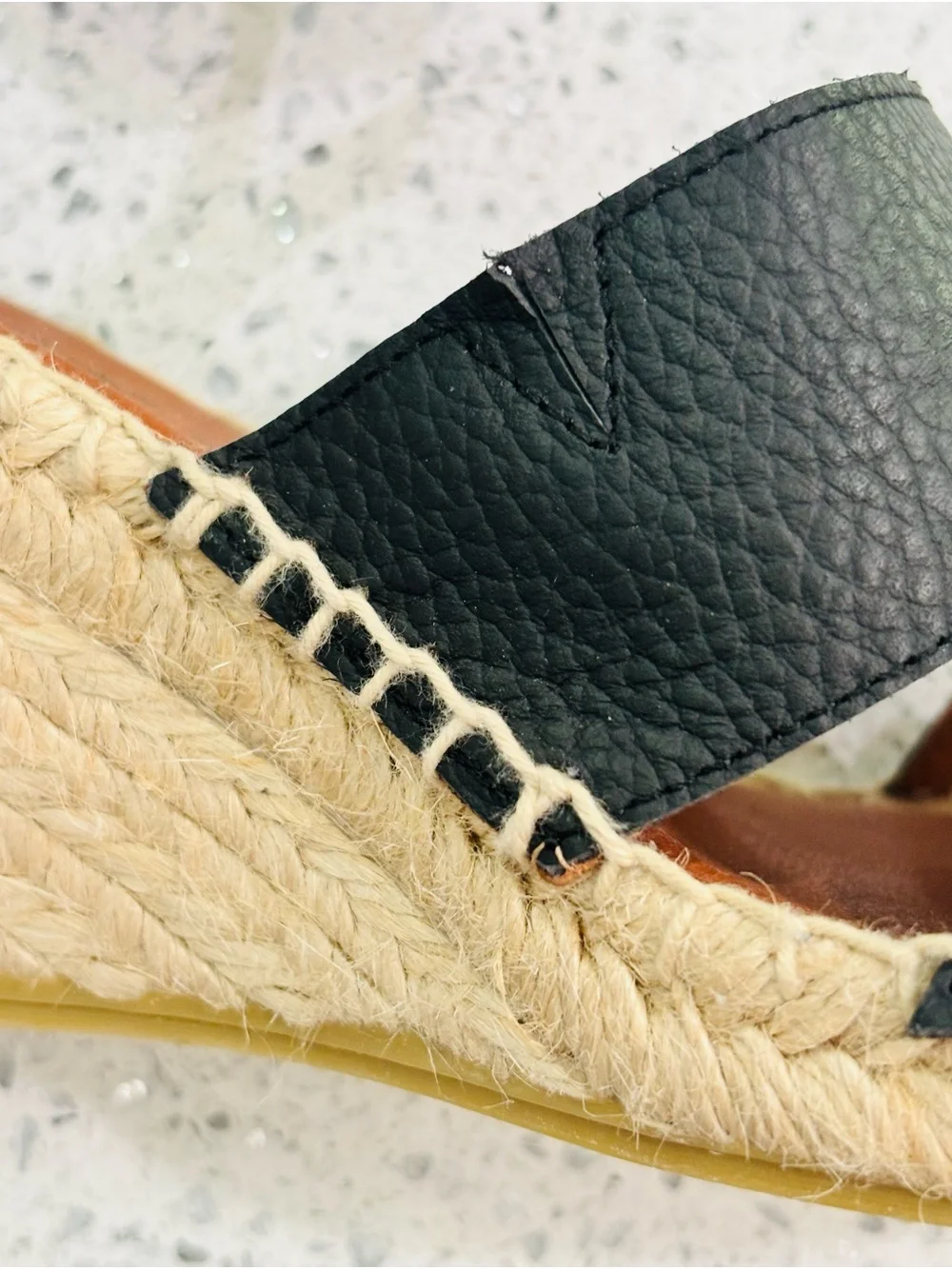 Dalson Black Soft Grain Leather Espadrille Wedge Sandals- New Sz 8-8.5 (39EU)NEW